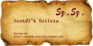 Szoták Szilvia névjegykártya